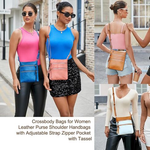 Crossbody Bags for Women Leather Purse Shoulder Handbags with Adjustable Strap Zipper Pocket with Tassel in Saudi Arabia