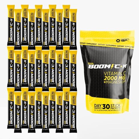 Immune & Genetics Protocols Kool Boom C+M - 30 Stick Packets - Vitamin C 2000 mg as Ascorbic Acid - Magnesium (Gluconate) Immune System Support in Saudi Arabia