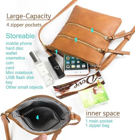 Crossbody Bags for Women Leather Purse Shoulder Handbags with Adjustable Strap Zipper Pocket with Tassel in Saudi Arabia