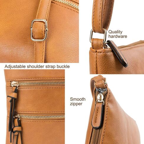 Crossbody Bags for Women Leather Purse Shoulder Handbags with Adjustable Strap Zipper Pocket with Tassel in Saudi Arabia