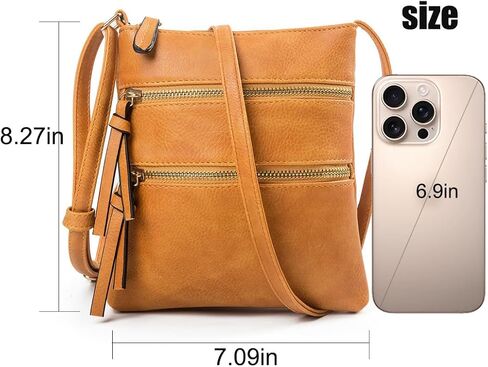 Crossbody Bags for Women Leather Purse Shoulder Handbags with Adjustable Strap Zipper Pocket with Tassel in Saudi Arabia