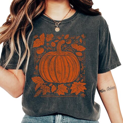 Comfort Colors® Fall Pumpkin T-Shirt, Autumn Gift for Womens, Retro Fall Vibes Shirt in Saudi Arabia