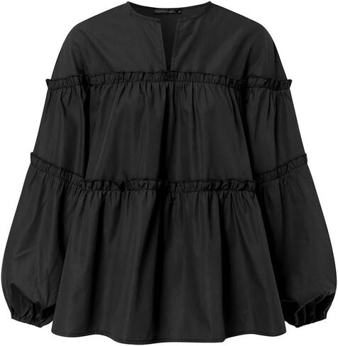 Women Cute Long Puff Sleeve Blouse Autumn Spring Eelgant Shirts Ruffles Kawaii Tops Casual Loose Clothes in Saudi Arabia