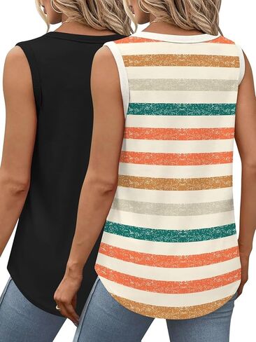 Bliwov 2 Pack Womens Tank Tops Scoop Neck Summer Fall Winter Fashion Sleeveless Shirts Beach Loose Casual Workout Clothes in Kuwait