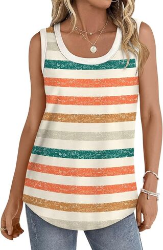 Bliwov 2 Pack Womens Tank Tops Scoop Neck Summer Fall Winter Fashion Sleeveless Shirts Beach Loose Casual Workout Clothes in Kuwait