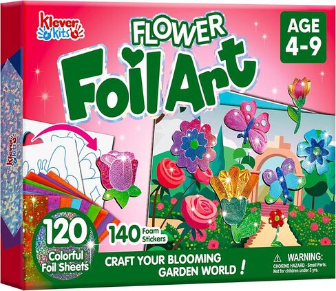 Klever Kits Foil Art Kit for Kids - Arts & Crafts Supplies, Mess Free Coloring, Animal Foil Foam Stickers, Creative Travel Toys, Birthday Gifts for Boys & Girls Ages 4 and Up in Kuwait