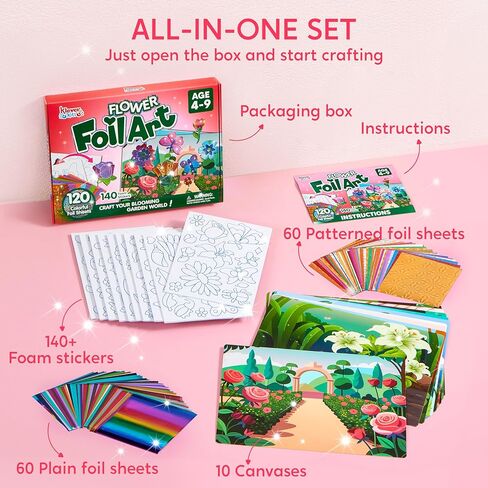 Klever Kits Foil Art Kit for Kids - Arts & Crafts Supplies, Mess Free Coloring, Animal Foil Foam Stickers, Creative Travel Toys, Birthday Gifts for Boys & Girls Ages 4 and Up in Kuwait