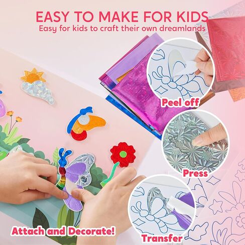 Klever Kits Foil Art Kit for Kids - Arts & Crafts Supplies, Mess Free Coloring, Animal Foil Foam Stickers, Creative Travel Toys, Birthday Gifts for Boys & Girls Ages 4 and Up in Kuwait