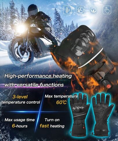 قفازات دراجة نارية ساخنة قابلة لإعادة الشحن بطارية 7.4 فولت للرجال والنساء شاشة لمس مقاومة للماء مقاومة للرياح لفصل الشتاء والتزلج والصيد وركوب الدراجات والتخييم in Kuwait