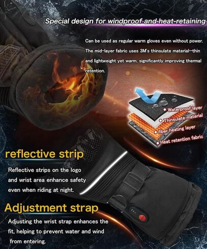 قفازات دراجة نارية ساخنة قابلة لإعادة الشحن بطارية 7.4 فولت للرجال والنساء شاشة لمس مقاومة للماء مقاومة للرياح لفصل الشتاء والتزلج والصيد وركوب الدراجات والتخييم in Kuwait
