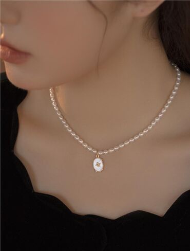Natural Freshwater Pearl Choker Necklace for Women, 14K Gold Plated Pearl Necklaces Fashion Handmade Jewelry Gift in Kuwait