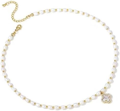 Natural Freshwater Pearl Choker Necklace for Women, 14K Gold Plated Pearl Necklaces Fashion Handmade Jewelry Gift in Kuwait