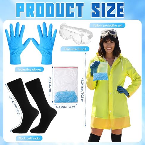 Halloween Hazmat Cosplay Costume Include Yellow Coverall Goggles Blue Gloves Black Stockings and Blue Particles Ideal Halloween Supplies for Adult Woman in Saudi Arabia