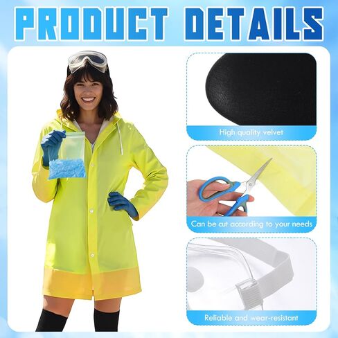 Halloween Hazmat Cosplay Costume Include Yellow Coverall Goggles Blue Gloves Black Stockings and Blue Particles Ideal Halloween Supplies for Adult Woman in Saudi Arabia