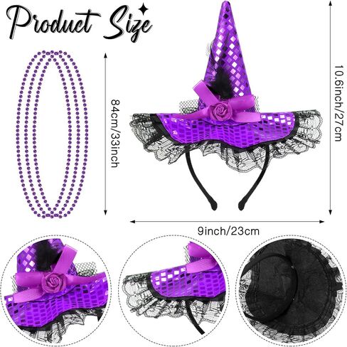 Suhine 4 Pcs Halloween Witch Costume Set for Women Halloween Witch Headband Tutu Necklace Striped Sock Accessories for Party in Saudi Arabia