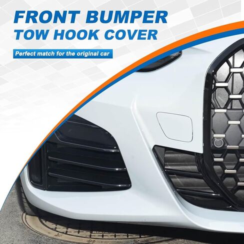 Car Front Bumper Tow Hook Cover Cap Towing Eye Fit for BMW G22 G26 I4 4 Series 2021 2022 2023 51115A0F324(Black) in Saudi Arabia