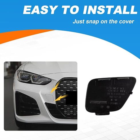 Car Front Bumper Tow Hook Cover Cap Towing Eye Fit for BMW G22 G26 I4 4 Series 2021 2022 2023 51115A0F324(Black) in Saudi Arabia