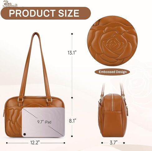 Medium Shoulder Bag for Women, Embossed Vegan Leather Hobo Purse, Spacious Handbag for Work and Travel in Saudi Arabia