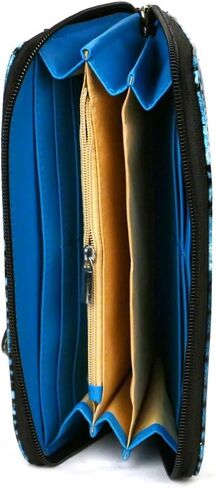 Western Cross Leopard Handbag Rhinestone Pocket Purse With Matching Wallet (BLUE) in Saudi Arabia