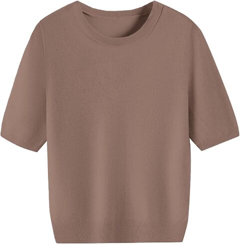 Joe Wenko Women's Wool Blend Sweater Soft Short Sleeve Crew Neck Pullover, Lightweight Knit Top for Women in Saudi Arabia