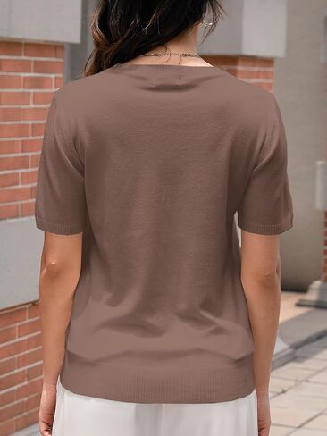 Joe Wenko Women's Wool Blend Sweater Soft Short Sleeve Crew Neck Pullover, Lightweight Knit Top for Women in Saudi Arabia