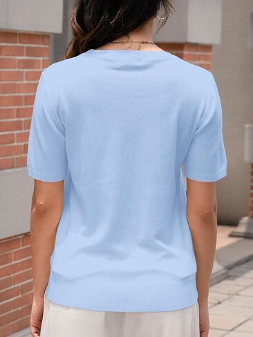 Joe Wenko Women's Wool Blend Sweater Soft Short Sleeve Crew Neck Pullover, Lightweight Knit Top for Women in Saudi Arabia