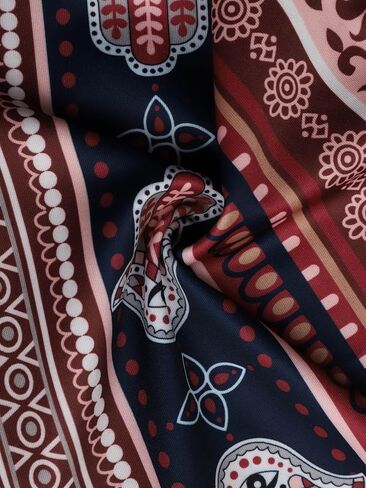 Women's High - Waisted Boho Print Flared Trousers with Drawstring, Comfortable Loose - Fit Casual Pants for Daily Wear in Saudi Arabia
