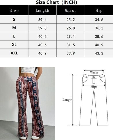 Women's High - Waisted Boho Print Flared Trousers with Drawstring, Comfortable Loose - Fit Casual Pants for Daily Wear in Saudi Arabia