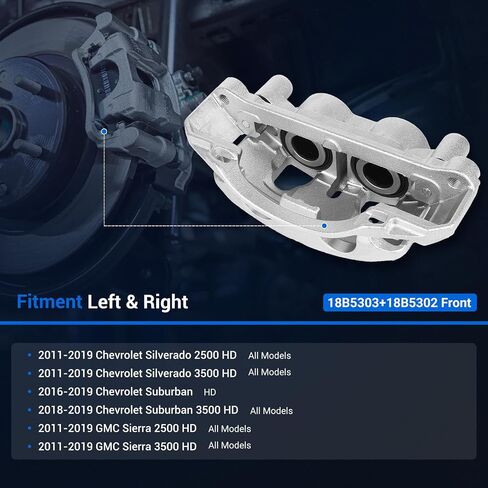 Autoround 18B5303 18B5302 Front Brake Caliper Assembly with Bracket fit for Chevy Suburban 2016-2019/ Silverado Sierra 2500 3500 HD 11-19/ Suburban 3500 HD, GMC Sierra 2500 3500 HD in Saudi Arabia