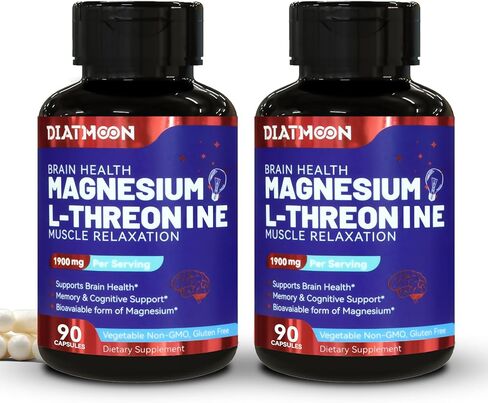 Magnesium L-Threonate, High Absorption Magnesium Supplement,1900mg Magnesium Threonate for Brain Health, Memory Support, Gluten Free, Non-GMO,90 Vegan Capsules in Saudi Arabia