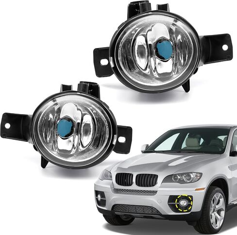 TOPUS زوج مصابيح الضباب لسيارات BMW X6 E71 E72 2008 2009 2010 2011 2012 2013 مصباح الضباب للسائق الأيسر والجانب الأيمن للراكب مع لمبات 63177187631 63177187632 Faros antiniebla neblineros para autos delantero in Saudi Arabia