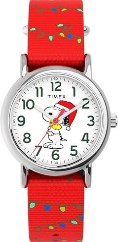 Timex Unisex Peanuts Weekender 31mm Watch - Red Strap White Dial Silver-Tone Case in Saudi Arabia