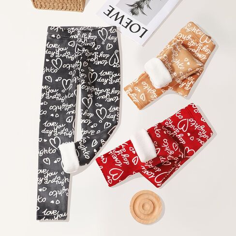 3 Pack Girls Printing Fleece Lined Leggings Kids Warm Winter Pants Girls Stretch Thick Tights in Saudi Arabia