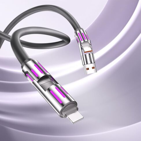 كابل USB C 4 في 1، شحن سريع 1.2 متر لأجهزة iPhone 16/15 14 13 iPad وSamsung Galaxy MacBook iPad والأجهزة اللوحية والمزيد، سلك شاحن 240 واط بحد أقصى للشحن السريع (رمادي) in Saudi Arabia