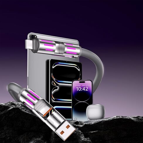 كابل USB C 4 في 1، شحن سريع 1.2 متر لأجهزة iPhone 16/15 14 13 iPad وSamsung Galaxy MacBook iPad والأجهزة اللوحية والمزيد، سلك شاحن 240 واط بحد أقصى للشحن السريع (رمادي) in Saudi Arabia