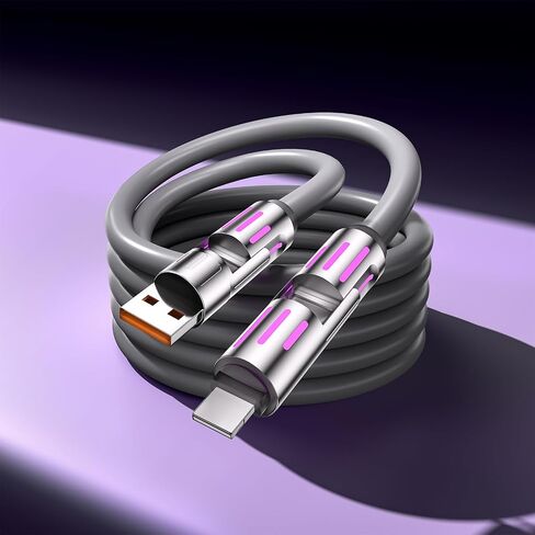 كابل USB C 4 في 1، شحن سريع 1.2 متر لأجهزة iPhone 16/15 14 13 iPad وSamsung Galaxy MacBook iPad والأجهزة اللوحية والمزيد، سلك شاحن 240 واط بحد أقصى للشحن السريع (رمادي) in Saudi Arabia