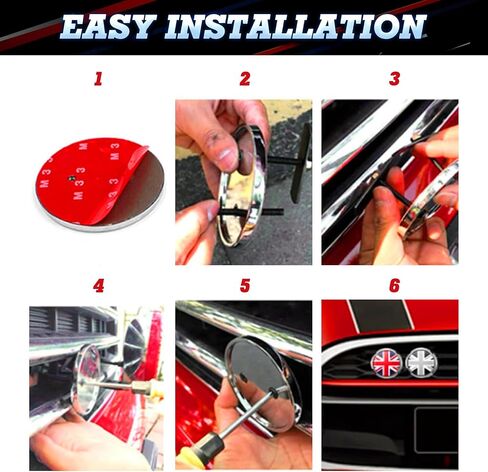 x xotic tech شارة شعار الشواية الأمامية ثلاثية الأبعاد مع حامل علم المملكة المتحدة متوافق مع Mini Cooper R50 R55 R56 R57 R58 F54 F55 F56 F57 F60 R60 R61 Clubman Hatchback Countryman (أحمر + أزرق) in Saudi Arabia