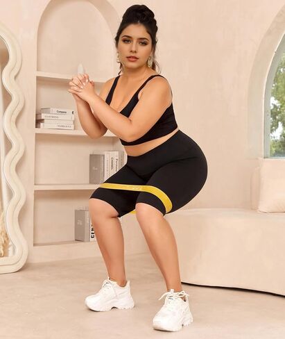 Women Plus Size Biker Shorts with Pockets - Tummy Control Gym Workout Running Yoga Volleyball Athletic Shorts Board Shorts in Saudi Arabia