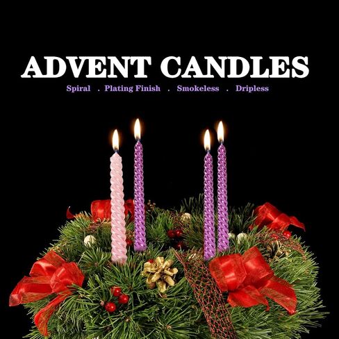 SEVEN LUCKY LIGHT Halloween Candles,Metal Style 10 inch Halloween Taper Candles,8 hrs Clean Burning Spiral Black Taper Candles Set of 4,Ture Dripless Black Candlesticks in Saudi Arabia