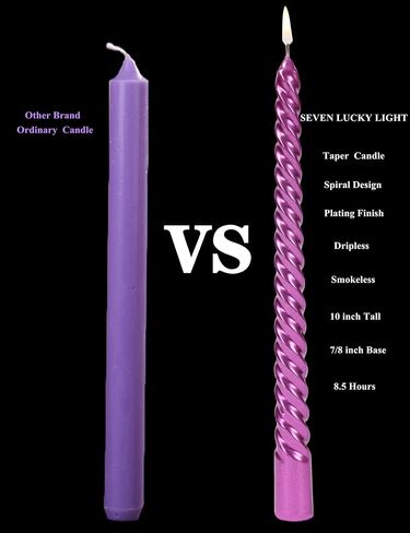 SEVEN LUCKY LIGHT Halloween Candles,Metal Style 10 inch Halloween Taper Candles,8 hrs Clean Burning Spiral Black Taper Candles Set of 4,Ture Dripless Black Candlesticks in Saudi Arabia