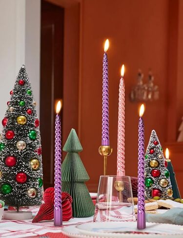 SEVEN LUCKY LIGHT Halloween Candles,Metal Style 10 inch Halloween Taper Candles,8 hrs Clean Burning Spiral Black Taper Candles Set of 4,Ture Dripless Black Candlesticks in Saudi Arabia