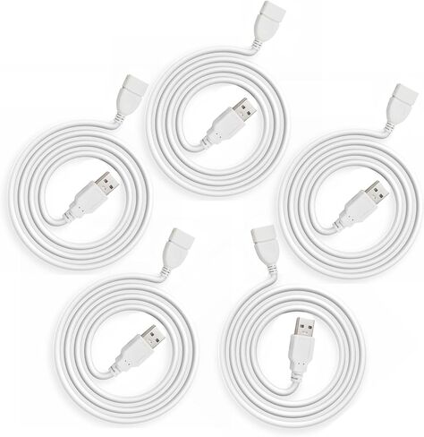 كابل تمديد USB PDEEY بطول 3 أقدام و5 حزم، سلك تمديد USB A 2.0 ذكر إلى أنثى للطابعة والماوس ولوحة المفاتيح وسرعة نقل 480 ميجابت في الثانية، أسود in Kuwait