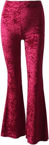 Women Velvet High Waist Wide Leg Long Palazzo Bell Bottom Yoga Pants Flare Pants in Saudi Arabia