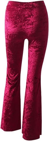 Women Velvet High Waist Wide Leg Long Palazzo Bell Bottom Yoga Pants Flare Pants in Saudi Arabia