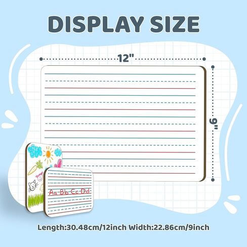 2 Pack Small White Board Set - Double Sided Dry Erase Ruled Lap Boards 9x12 Lined Whiteboard for Kids Student Learning for Student and Classroom Use in Kuwait