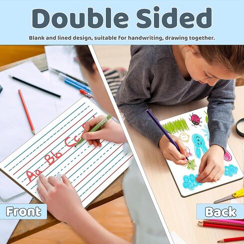 2 Pack Small White Board Set - Double Sided Dry Erase Ruled Lap Boards 9x12 Lined Whiteboard for Kids Student Learning for Student and Classroom Use in Kuwait
