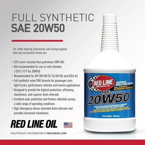 Red Line 12504 SAE 20W50 Fully Synthetic Motor Oil - 1 Quart in Saudi Arabia