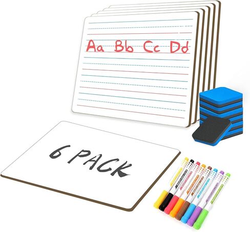 2 Pack Small White Board Set - Double Sided Dry Erase Ruled Lap Boards 9x12 Lined Whiteboard for Kids Student Learning for Student and Classroom Use in Kuwait
