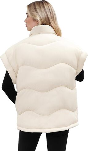 Women's Oversized Puffer Vest Zip Up Winter Casual Warm Lightweight Sleeveless Padded Jackets in Saudi Arabia