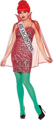 Spirit Halloween Beetlejuice Adult Miss Argentina Costume| Officially Licensed | Glitter Red Mini Dress with Wig in Saudi Arabia